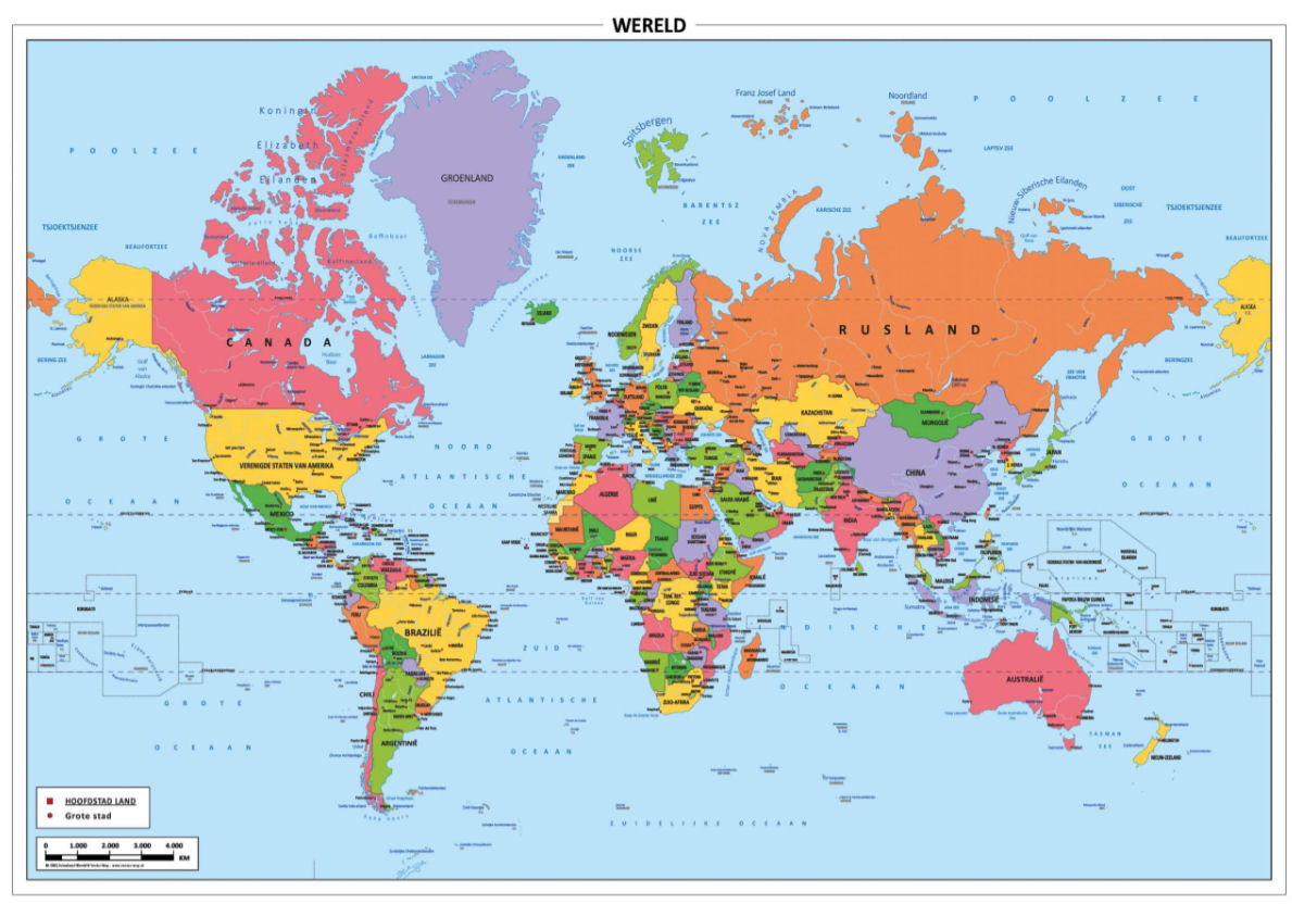 Foto van de wereldkaart